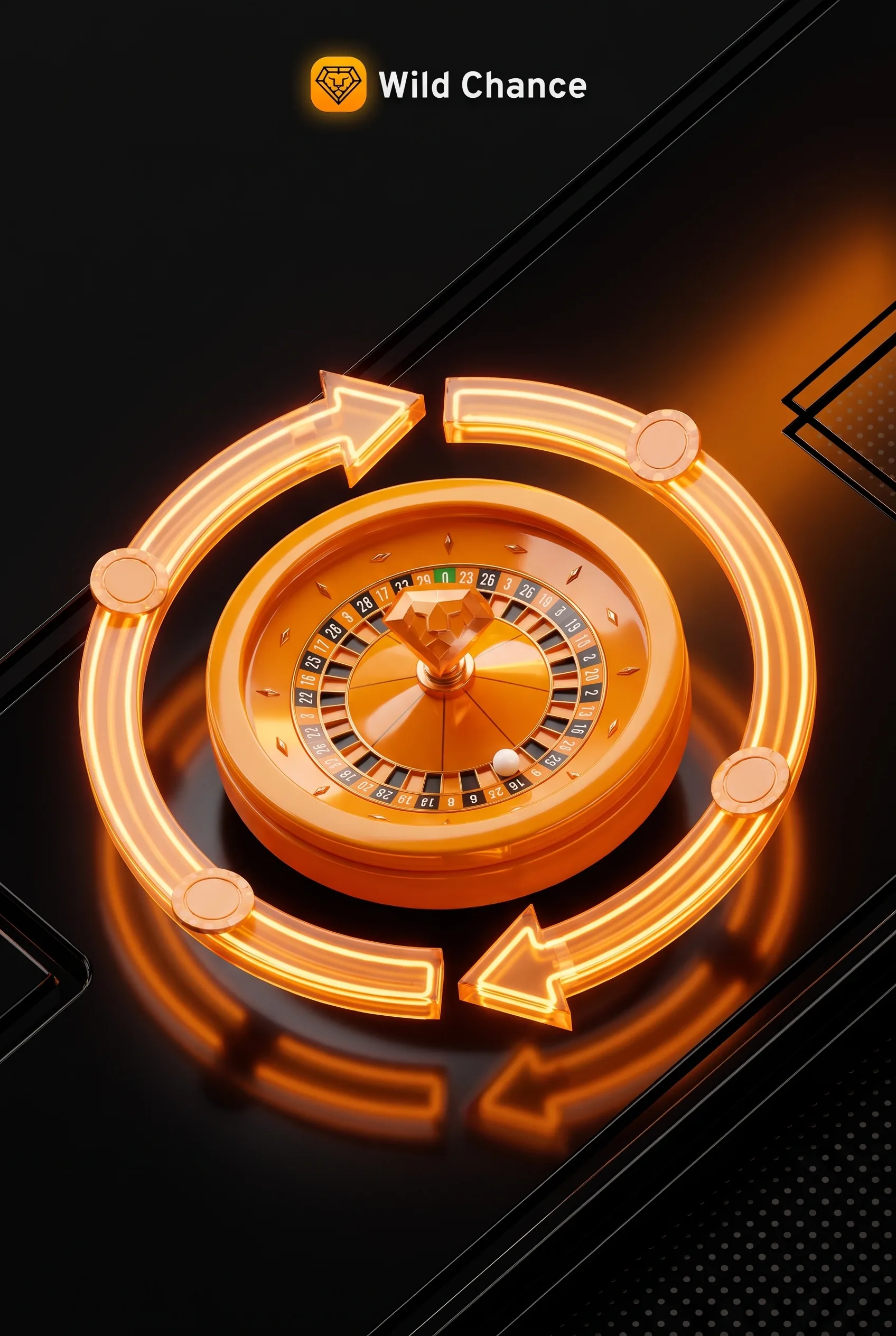 Goldenes Roulette mit kreisförmigen Pfeilen für Einzahlungen und Auszahlungen